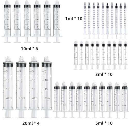 40 Pack 1ml, 3ml, 5ml, 10ml, 20ml Measuring Dispenser, 14ga, 16ga, 18ga, 20ga, 22ga, 25ga Dispensing Accessories and Caps, Suitable for Glue filling, Ink, Woodworking - size: 40 Pack