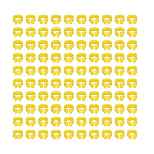 Omabeta 100PCS Reusable 8mm Pigeons Identification Leg Rings for Easy Dovecot Management and Marking, Lightweight Plastic Bands for Poultry Supplies (Yellow) - color: Yellow