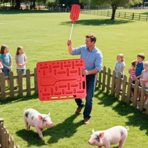 Livestock Sorting Panel with Sorting Paddle | Animal Guide Panel for Pig ,Cattle, Goat, Red,38Lx30Wx1.38H inch