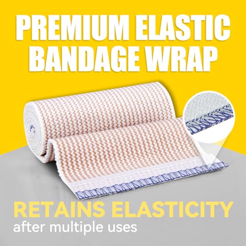 FRESINIDER Premium Elastic Bandage Wrap 4" 12 Pack & 6" 4 Pack, Hoop & Loop | All-Purpose 4&6 Inch Cotton Compression Wrap for Knee, Calf and Elbow; Twelve Rolls for Clinics, Teams and Family First Aid - color: 16 Pack Mix (4, 6 Inches)