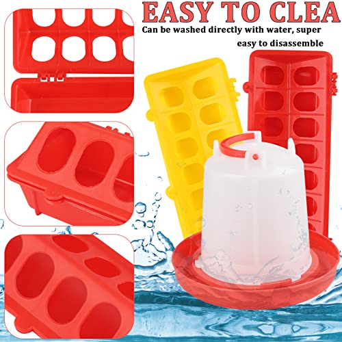 6 Pack Chicken Feeder Waterer Set, 1L Feeder Flip Top Feeding Dispenser with Anti-Spill Design for Pigeon, Chick, Duckling, Quail, Durable Plastic Feeding Supplies for Small Poultry Backyard Birds