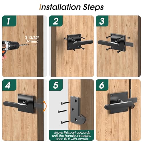 Double Side Gate Latch, Left Inswing Gate Latch for Wooden Fence | Black Fence Gate Latch With Handles, Heavy Duty Gate Latch for Wooden Gates, Vinyl Gate, Backyard, Garden - size: GL01