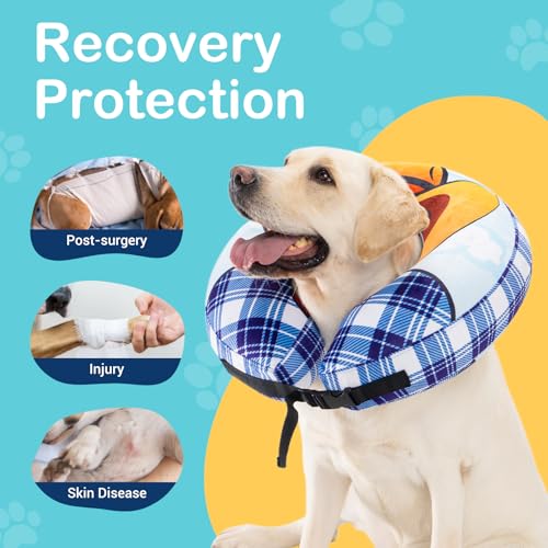 Avont Inflatable Cowboy Dog Cone Collar, Soft Recovery E-Collar | XL: Neck 18.0-21.6", Width 5.9". Soft inflatable donut, washable cover, stops licking & scratching - size: XL(Neck 18"-21.6")