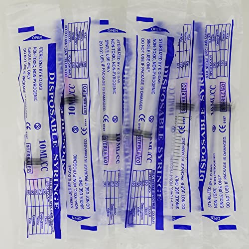15 Pack 10ml 18Ga Plastic Syringe with Measurement for Scientific Labs and Industrial Dispensing, Disposable Individually Wrapped (15, 10ml-18Ga) - size: 10ml-18Ga