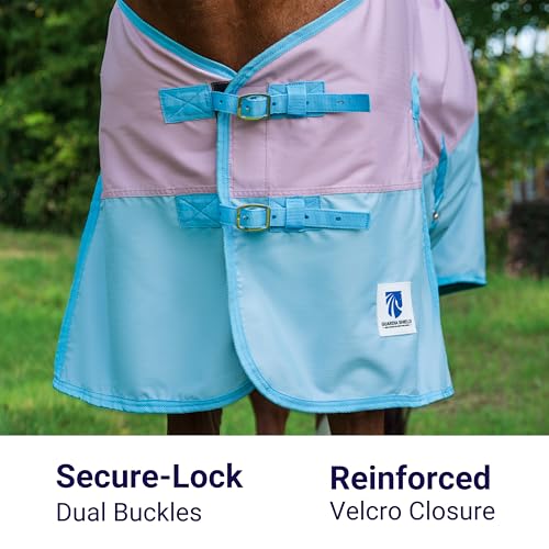 Horse Turnout Rain Sheet | 600 Denier Ripstop Turnout Blanket No Fill (0g) | Waterproof Lightweight Breathable | Tear-Resistant Outer & Rub-Free Silky Inner | Pink/Blue - 82 in - color: Pastel Pink/Blue, size: 82