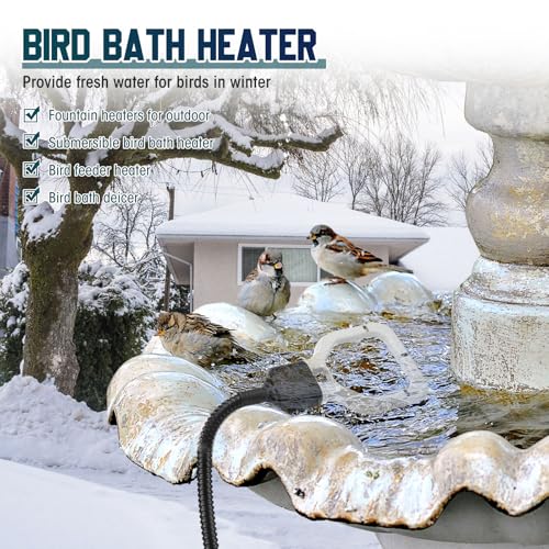 Tujoe 1 Pack 500 Watt Stock Tank Heater Chicken Water Heater, Cast Aluminum Submergible De-icer, Thermostatic Control Water Trough Pond for Livestock Poultry Bird Bath, Cow, Horse Drinking (500w)