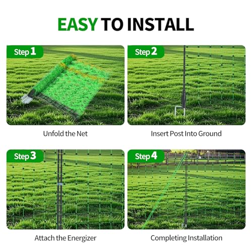 Electric Fence Netting, 49.6" H x 164' L, Portable Livestock Nets Mesh for Hogs, Cattle, Sheep,Turkey, Goat, Larger Animals,PE Net Fencing Used in Backyards, Farms and Ranches and Gardens