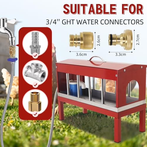 Automatic Chicken Waterer, Multi-Side Drinking Holes and Detachable Legs | Stainless Steel Large Chicken Drinker with Float Valve,Easy Clean Poultry Water Dispenser for Chicken Coop Duck Pigeon,Goose