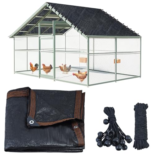 11.5×6.6 FT Chicken Run Pen Shade Cover, 90% UV‑Block Sun Shade Cloth | High Density Black Shade Netting Mesh with 20Pcs Ball Bungee Cords for Outdoor Garden Patio Yard Poultry Coop Chicken Run Pen
