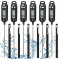 Copkim 6 Pcs Food Thermometer Instant Read Probe BBQ,Black | Waterproof Stainless Probe, Accurate Temperature Reading, Meat Grilling Baking Water Milk Yogurt Cooking Kitchen BBQ - color: Black