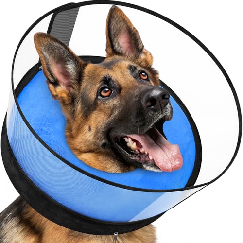 Dog Donut Collar, 2-in-1 Inflatable Dog Collars for After Surgery to Stop Licking Wounds, Patented Protective Donut Cone with High Shield for Small and Medium Pets (Blue, M) | Soft Recovery Cone Collar, Rigid & Higher Shield for Pets, Stop Licking Wounds,