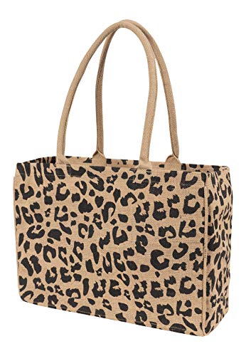 KAF Home Jute Market Tote Bag with Handles (Leopard) - color: Leopard