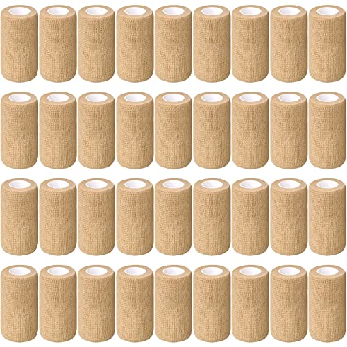 Treela 36 Pcs Self Adherent Bandage 4" X 5 Yard Wrap Breathable | Cohesive Bandage Elastic Adhesive Tape for Stretch Athletic Sports Wrist Ankle - color: Nude, size: 4" X 5 Yard