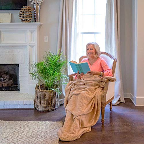 50"x70" Cozy Cappuccino Foot Pocket Blanket Plush Fleece Non-Electric - color: Cozy Cappuccino