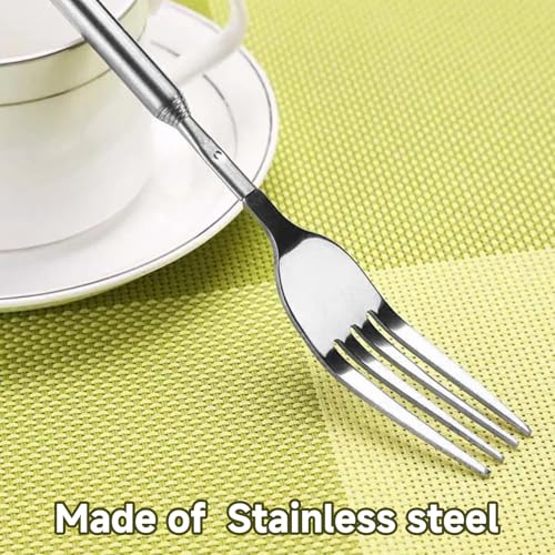 Extendable Fork Telescopic 64cm Long Stainless Steel for Blending, Fork Extendable Dinner Fruit Dessert for BBQ, Dinner, Dessert, Sausages, Hot Dogs, Vegetables (5)