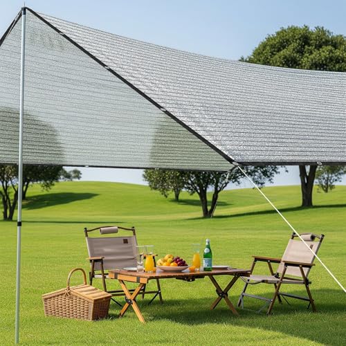 SUNNY GUARD 85% Aluminum Sun Shade Cloth, 3x6FT Heat Reflective Tarp | Reflective Aluminum Shade Cloth Blocks 85% Sunlight, Reduces Heat Buildup, and Keeps Gardens, Greenhouses and Cars Cooler - color: Sliver-85% Shade, size: 3x6FT
