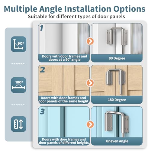 Upgraded Sliding Door Loop Lock, Barn Door Latch, Silver-2PCS | 2.38″ Multi-Angle Locks for 90/180 Degree Aluminum Alloy Security Gate Latches for Fence, Window, Closet, Bedroom, Screen - color: Silver-2PCS
