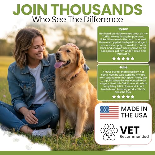 Liquid Bandage for Dogs 4oz Waterproof Spray - Dog Wound Care with Aloe for Cuts, Scrapes, Hot Spots & Paw Injuries - Alcohol-Free, Safe if Licked, Made in USA | Chew + Heal