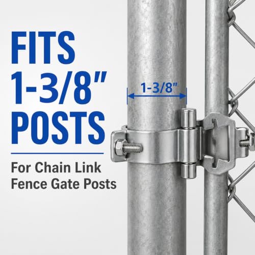 2-Pack 1-3/8" T-Post Gate Hinge Kit,Heavy Duty Galvanized Steel Chain Link Fence Gate Hinge Pins,200° Swing for Farm, Garden, Backyard Gate