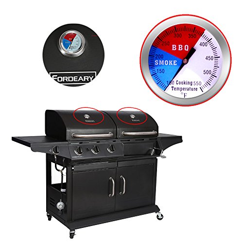 BBQ Thermometer Gauge - Charcoal Grill Pit Smoker Temp Gauge Grill Thermometer with Fahrenheit and Heat Indicator (2 Pack) - color: 2 Pack