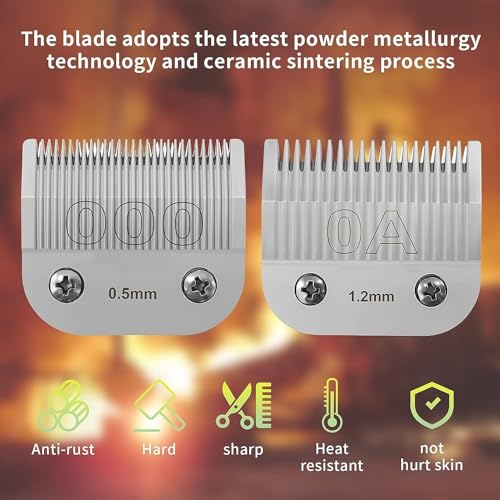 Replacement Ceramic Blades Set,Compatible with Andis,Oster 76,Wahl KM10 | 0.5mm(1/50") to 9.5mm(3/8") Cutting Length,Include OOO+OA+1-1/2+2#+3-1/2,5Pack - color: 5 pcs