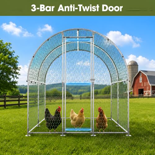 Large Metal Chicken Coop Run for Yard with Cover 9.8x6.6x6.9ft Poultry Cage | Walk-in Coop with Waterproof UV Cover, Upgraded Anti-twist Door for Backyard Hens, Ducks, Geese and Farm Yard Use - size: 118.0"L x 78.7"W x 82.7"H