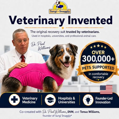 Surgi Snuggly Dog Surgery Recovery Suit, Cone Alternative, Spay/Neuter ML | Dog Recovery Suit for Dogs — Veterinarian-Invented Surgical Suit & Recovery Onesie with Easy Bathroom Access After Surgery - color: Princess Pink, size: Medium Long (L-16"-19" | G