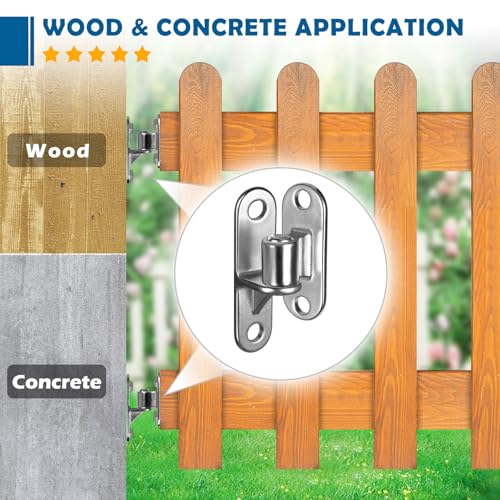Gate Hinges Wall Mount Gate Hinge, 2Pack Heavy Gate Hinges, SUS304 Heavy Duty Hinges for Wooden Fence with 5/8'', Capacity Up to 600LBS for Wooden Fences and Farm Gates - color: 2 Pack(4pcs)