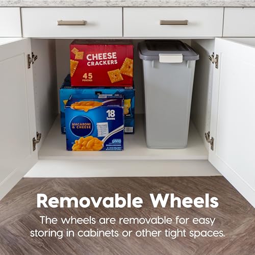IRIS USA Dog Food Storage Container, Up to 40 lbs, Gray/Dark Gray | Made in USA, Comes with Wheels & 2-Cup Scoop, Airtight Seal, BPA-Free, Bird Seed, Cat food, Cat Litter, Treats, Pellets - color: Gray/Dark Gray, size: 40 lbs