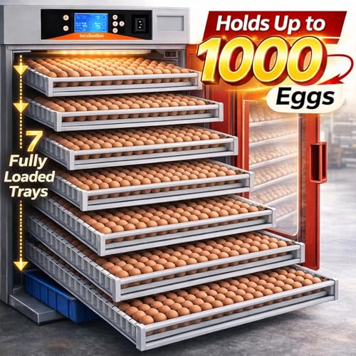 1000 Egg Commercial Cabinet Incubator with Auto Egg Turning, Precise Temperature & Humidity Control, Large Poultry Incubator for Chicken, Duck, Goose & Quail Eggs, Ideal for Large Farms