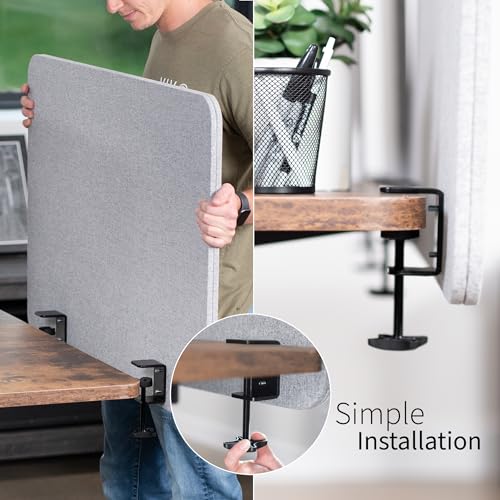 VIVO Gray Clamp-on 108 x 24 in Privacy Panel, PP-3-V108G | Sound Absorbing PET Partition, Office Divider, Clamp Fits 0.4-1.4 in Thick Desktops, 3 Pack, 60 x 24 in (x1), 24 x 24 in (x2) - color: Light Gray, size: 108"