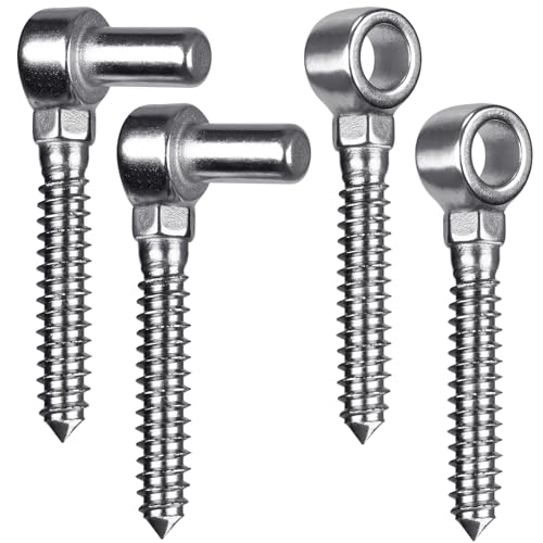 Insaga Cast 304 Stainless Steel Gate Hinges 2Pack Lag Screw Hinge for Farm M16 Hook and Eye Hinges, Partial Thread Gate Hinge Bolts for Wood Cattle Livestock Gate for Fence - color: M16 Hook and Eye Hinge-2Pair