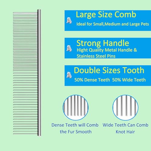 Extra Long Pin Dog Grooming Brush Haired Dogs & Pet Comb Value Kit,Dog Brushes for Goldendoodle, Labradoodle, Poodles - Pet Hair Brush for Medium & Long Haired Dogs-31mm pins - size: Vlaue Kit