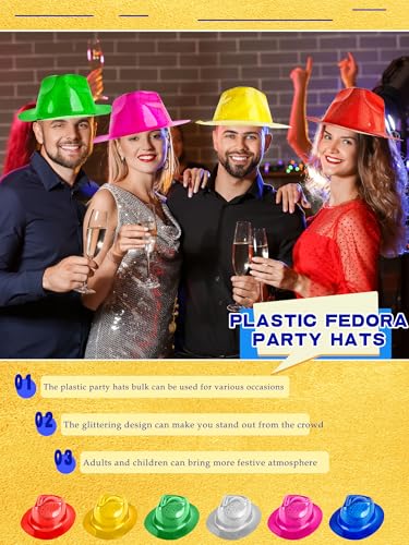 36 Pcs Party Gangster Hats Plastic Party Hats Bulk Fedora Party Hats for Kids Adults Cosplay Photo Booth Supplies - color: Color Set 2