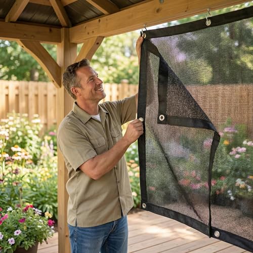40% Garden Sunblock Shade Cloth, 12 x 24 FT Durable Taped Edge with Grommets UV Resistant Black Garden Shade Net for Plants, Greenhouse, Vegetables and Patio | Durable Breathable HDPE Mesh Sun Shade with Grommets,UV Resistant Black Garden Shade Net for Pl