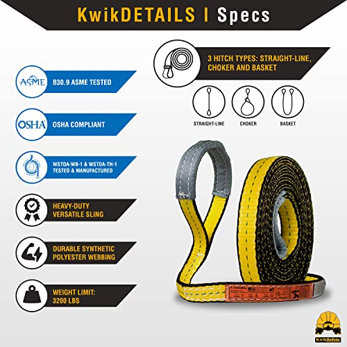KwikSafety - Charlotte, NC - Mighty Sumo 1”x 16’ Poly Web Sling Lifting Strap Construction ASME OSHA / 3200lbs Vertical 2550lbs Choker 6400lbs Basket/Rigging Moving Towing Hoisting Gear - size: 1"x16' | 3200 lbs