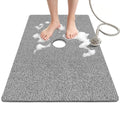 Shower Mat Non Slip, 47" x 32" Extra Large Soft Loofah Shower Mats for Inside Shower with Center Drain Hole, Anti Slip Shower Floor Mat for Elderly, Quick Drying, Grey - size: 47" x 32" (Rectangular)