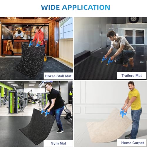 Heavy Duty Stall Mat Grippers - Pair of 2 Mat Movers Tool for Horse Stalls, Gym, Barn, and Trailer, Makes Moving Rubber Mats Easier, Saves Your Back and Hands