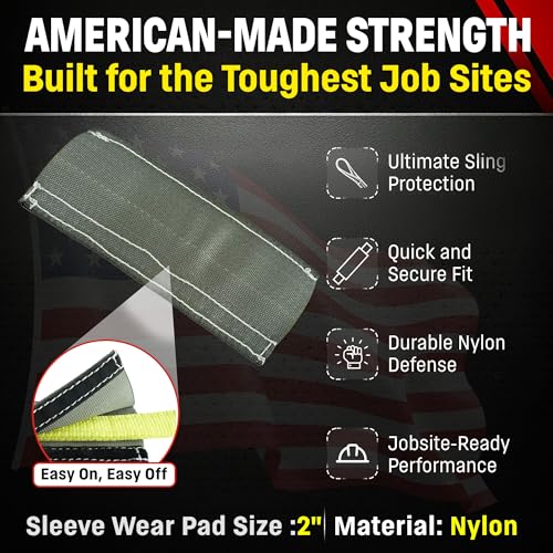 Chenango Supply DD Sling 2 Inch Nylon Sling Sleeve Wear Pad | USA Made, Hook & Loop Closure, Abrasion Protection for Lifting Slings, Flat, Endless & Round Sling Compatible