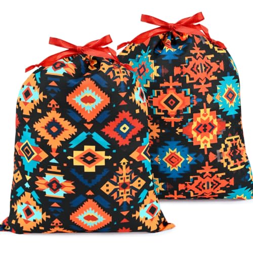 KzgtY Aztec 2PCS Gift Bags with Drawstring, 16 x 12 Inch Reusable Present Sacks for Christmas,Brithday, Holidays,Parties & Gift Packaging - color: Aztec