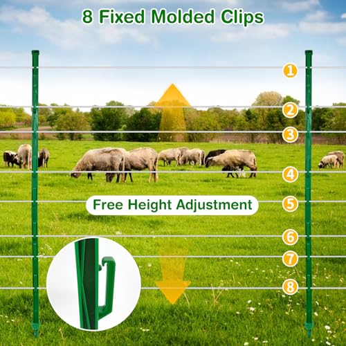 25Pack,48 Inch Heavy Duty Electrical Fence Post - UV Resistant Plastic Fence Posts for Livestock, Garden & Pasture, Easy Installation No Dig (Green) - color: Green
