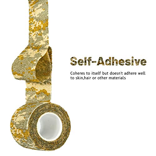 FRESINIDER 9 Rolls Self Adhesive Wrap Athletic Tape Gauze, Breathable Elastic Cohesive Bandage for Sports Injury & Pet (7 Pcs 2" x 5 Yards + 2 Pcs 1" X 5 Yards) (Digital Desert Camo) - color: Digital Desert Camo