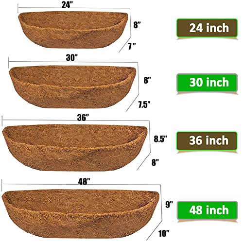 2pcs Trough Planter Basket Liners Coco Liner 24 inch, Thick Coconut Coir Liner Coco Fiber Liners Replacement for Wall Planter Window Box, Garden Fence Baskets Railing Planter In/Outdoors (24inch-2pcs) - color: 24inch-2pcs