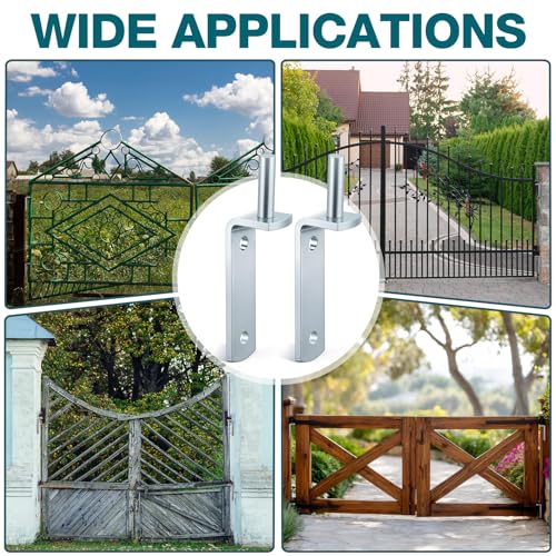 Yaocom 4 Pack Gate Pintle 1/2 Inch Wall Mount Gate Hinges Coated with Weather Resistant Protection Heavy-Duty Galvanized Hardware for Farm Fence Posts