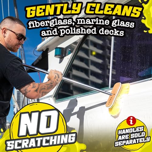 Salty Captain Soft Bristle Boat Deck Brush | Gentle Cleaning for Fiberglass, Glass & Polished Surfaces – Durable Marine-Grade Design - style: Brush Soft (Pole not included)