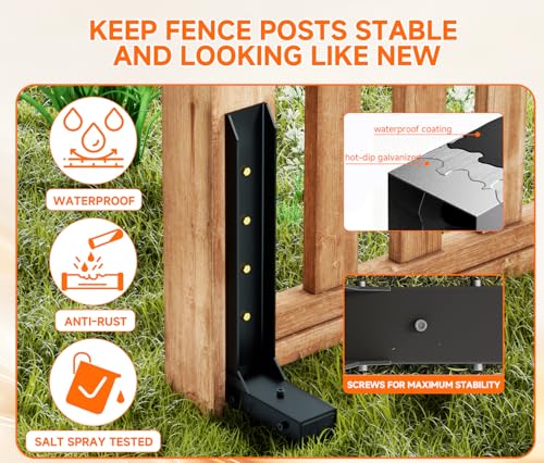 Fence Post Repair Kit, Quick Fix Leaning for 4x4/ 6x6 Wood Posts (1-Pack) | 13-Gauge Thickened Steel, Hot Dip Galvanized, Rustproof, No Dig Drive-in, Heavy Duty Steel Anchor for Yard, Garden