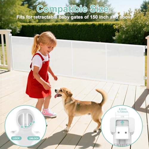EZIGO Retractable Baby Gates Replacement Parts for 150/180/200'' Dog Gate | Full Set Wall Mounting Accessories Including Brackets, Latches, Screws for Extra Wide Baby Gate Retractable Dog Gate, White - color: White, size: Large