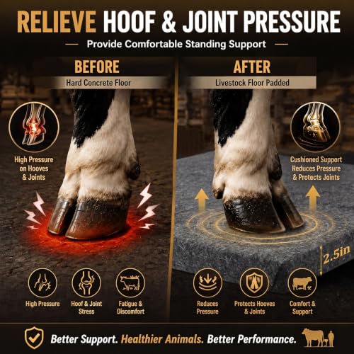 BreezeHug Livestock Padded Chute Floor Mat, 7.5 ft Cushioned Cattle Blocking Chute Pad, Portable Horse Grooming Anti-Fatigue Folding Mat for Show Cattle, Horses & Barns