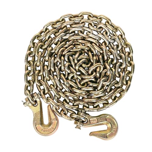 AAIN 5/16" Transport Binder Chain, 20ft Tie Down Tow Chains for Trailers | G80 Tow Chain for Load Tie-Down Fixed Cargo Flatbed Truck Heavy Duty Safety Chains with Clevis Grab Hooks G70-4,900 lbs WLL - size: 5/16 Inch x 20 FT, style: 1 Pack