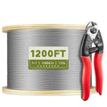 1200FT 1/8" Stainless Steel Cable for Railing, 7x7 Wire Rope | Marine-Grade T316 SS, High Strength, Flexible for Deck Cable Railing System Kit, DIY Balustrades, Comes with a Cutter - size: 1200 ft
